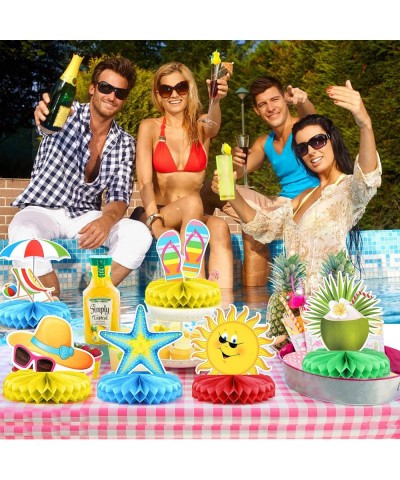 9 Pcs Beach Honeycomb Centerpieces Beach Party Decorations Summer Pool Party Table Toppers Tropical Hawaiian Aloha Luau Theme...