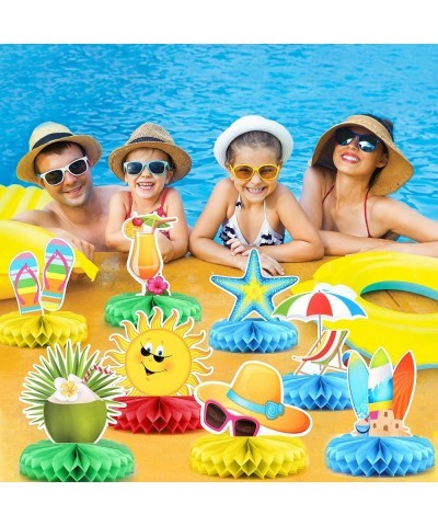 9 Pcs Beach Honeycomb Centerpieces Beach Party Decorations Summer Pool Party Table Toppers Tropical Hawaiian Aloha Luau Theme...