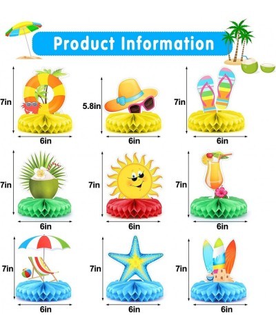 9 Pcs Beach Honeycomb Centerpieces Beach Party Decorations Summer Pool Party Table Toppers Tropical Hawaiian Aloha Luau Theme...