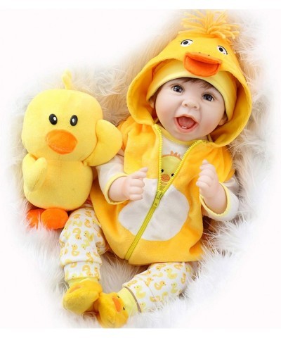 Lifelike Reborn Baby Dolls 22 Inch Realistic Newborn Baby Doll with Yellow Clothes and Duck Toy Accessories Best Birthday Set...