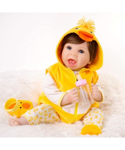 Lifelike Reborn Baby Dolls 22 Inch Realistic Newborn Baby Doll with Yellow Clothes and Duck Toy Accessories Best Birthday Set...