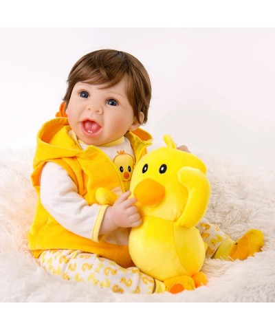 Lifelike Reborn Baby Dolls 22 Inch Realistic Newborn Baby Doll with Yellow Clothes and Duck Toy Accessories Best Birthday Set...