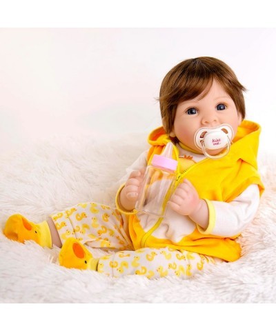 Lifelike Reborn Baby Dolls 22 Inch Realistic Newborn Baby Doll with Yellow Clothes and Duck Toy Accessories Best Birthday Set...