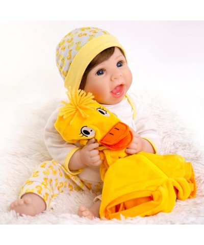 Lifelike Reborn Baby Dolls 22 Inch Realistic Newborn Baby Doll with Yellow Clothes and Duck Toy Accessories Best Birthday Set...