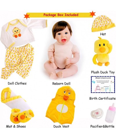 Lifelike Reborn Baby Dolls 22 Inch Realistic Newborn Baby Doll with Yellow Clothes and Duck Toy Accessories Best Birthday Set...