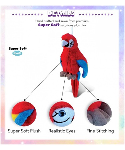 DolliBu Plush Parrot Stuffed Animal - Soft Fur Huggable Tropical Red Parrot Adorable Playtime Plush Toy Cute Realistic Bird C...