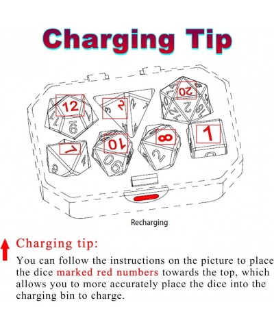 Charging Dice with Charging Box DND Dice 7 PCS LED Electronic Dice Dungeons and Dragons Dice Polyhedral Dice Sets for Tableto...