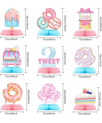 9Pcs Donut Two Sweet Birthday Party Decorations Donut Grow Up Honeycomb Centerpieces 3D Table Honeycomb 2nd Birthday Theme Pa...