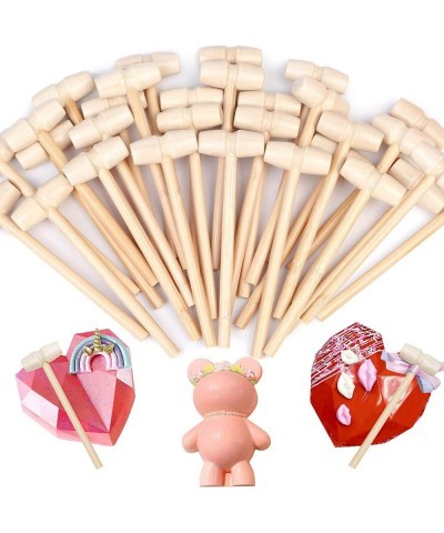 Wooden Hammer for Chocolate 30Pcs Wooden Mallets Breakable Heart Hammer for Chocolate Heart Toy Mallets for Kids Crafts and P...