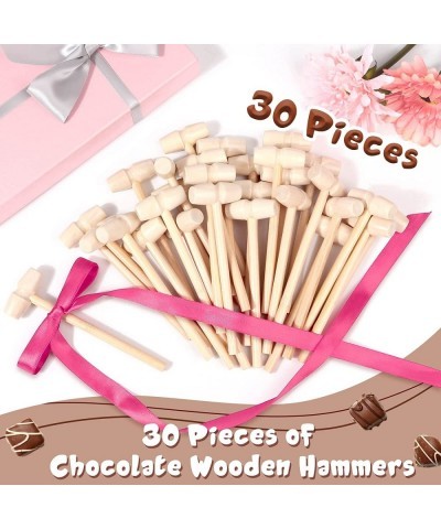 Wooden Hammer for Chocolate 30Pcs Wooden Mallets Breakable Heart Hammer for Chocolate Heart Toy Mallets for Kids Crafts and P...