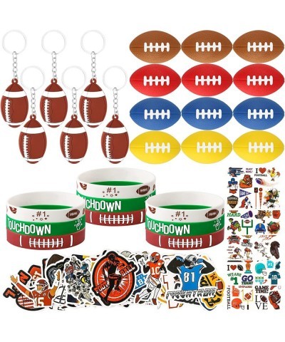 91Pcs Football Party Favors Supplies Football Silicone Wristband Mini Foam Stress Balls Keychain Tattoos Stickers Pinata Good...