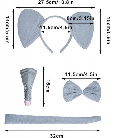 Gray Elephant Costume Set Elephant Ears Headband Nose Tail Bow Tie Tutu Skirt Animal Fancy Costume Kit Halloween Cosplay Part...