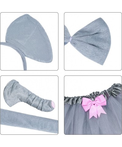 Gray Elephant Costume Set Elephant Ears Headband Nose Tail Bow Tie Tutu Skirt Animal Fancy Costume Kit Halloween Cosplay Part...