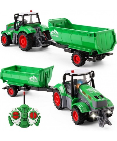 RC Farm Tractor Toy with Trailers 1/24 Scale Remote Control Farm Truck Car for Boys & Girls with Rechargeable Batteries Farm ...