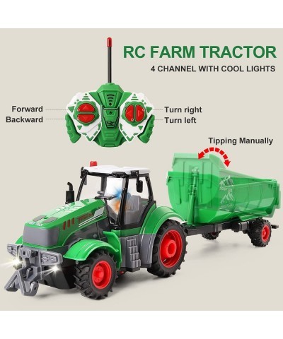 RC Farm Tractor Toy with Trailers 1/24 Scale Remote Control Farm Truck Car for Boys & Girls with Rechargeable Batteries Farm ...