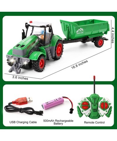 RC Farm Tractor Toy with Trailers 1/24 Scale Remote Control Farm Truck Car for Boys & Girls with Rechargeable Batteries Farm ...