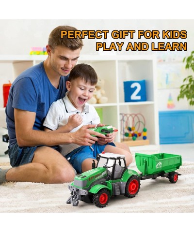 RC Farm Tractor Toy with Trailers 1/24 Scale Remote Control Farm Truck Car for Boys & Girls with Rechargeable Batteries Farm ...