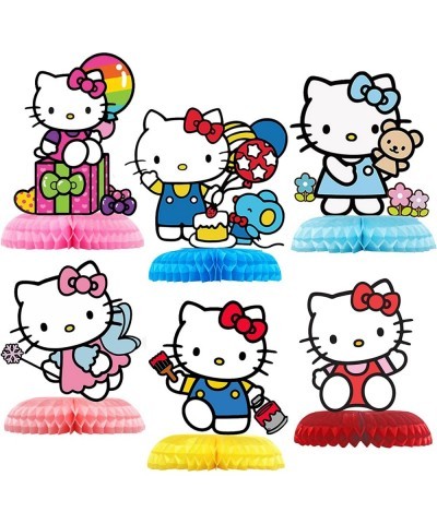 6Pcs Kawaii Kitty Birthday Party Supplies Hello Kitty Theme Party Table Centerpieces Decorations Photo Booth Props Double Sid...