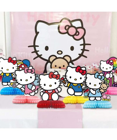 6Pcs Kawaii Kitty Birthday Party Supplies Hello Kitty Theme Party Table Centerpieces Decorations Photo Booth Props Double Sid...