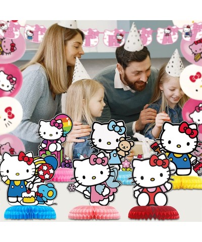 6Pcs Kawaii Kitty Birthday Party Supplies Hello Kitty Theme Party Table Centerpieces Decorations Photo Booth Props Double Sid...