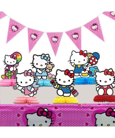 6Pcs Kawaii Kitty Birthday Party Supplies Hello Kitty Theme Party Table Centerpieces Decorations Photo Booth Props Double Sid...