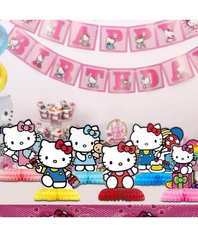 6Pcs Kawaii Kitty Birthday Party Supplies Hello Kitty Theme Party Table Centerpieces Decorations Photo Booth Props Double Sid...