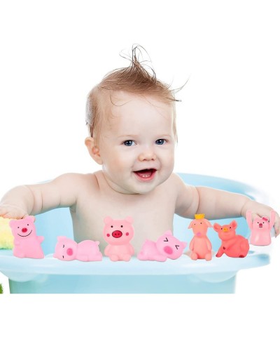 18 Pcs Rubber Pig Bath Toys Cute Rubber Piggy Bath Toy Tiny Pig Bathtub Toys Mini Pink Pigs Preschool Bath Toys Float Squeak ...