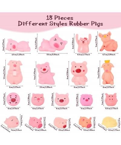 18 Pcs Rubber Pig Bath Toys Cute Rubber Piggy Bath Toy Tiny Pig Bathtub Toys Mini Pink Pigs Preschool Bath Toys Float Squeak ...