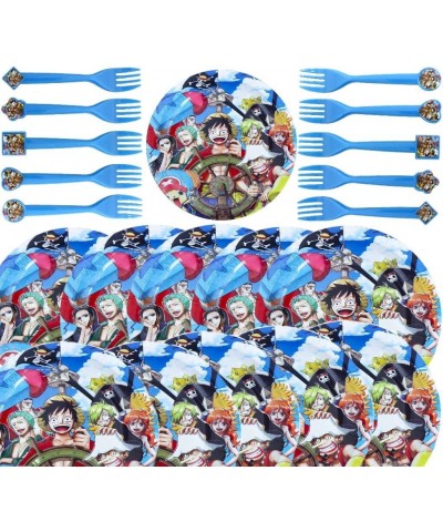 One-piece birthday party supplies One-piece party boy birthday party disposable dinner supplies set includes plates forks for...