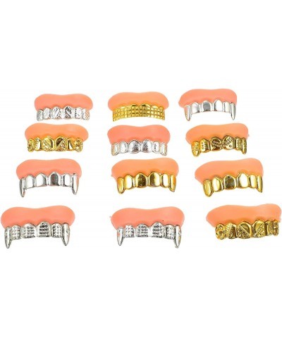 10pcs Cosplay Teeth Golden Silver Denture Teeth Fake Teeth Gag False Party Teeth for Halloween Prop Costume Party Accessories...