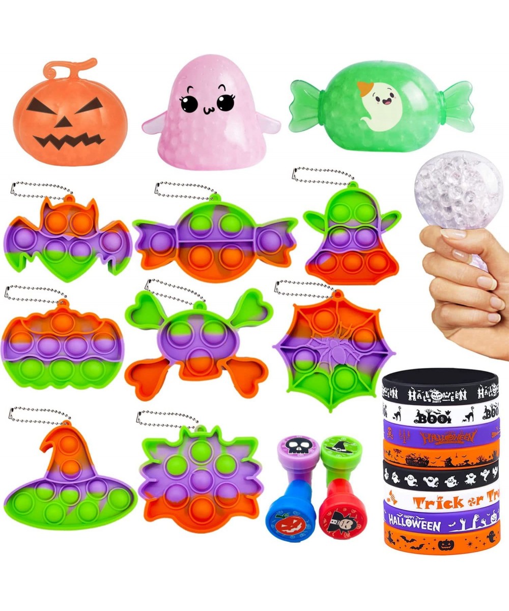 23Pack Halloween Sensory Toys Set Halloween Squishy Stress Fidget Ball Halloween Mini Pop Keychain Bubble Pop Fidget Toy for ...