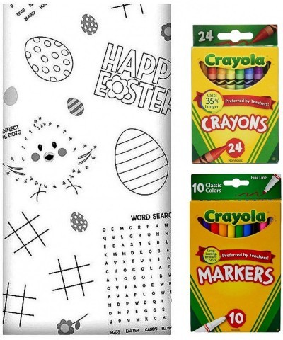 Kids' 3 Pc Coloring and Activity Easter Tablecloth Bundle - 3 Items: 1 Paper Tablecover 1 Box Crayons Markers $39.92 Kids' Pa...