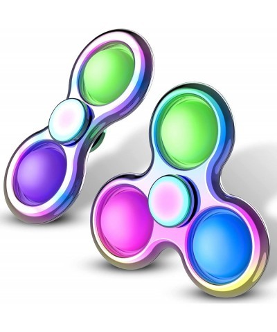 Fidget Pack 2PCS Push Pop Bubble Fidget Spinners 2-in-1 Toys Multicolor 3-Bubble+2-Bubble Rainbow Alloy Silicone Buttons Fidg...