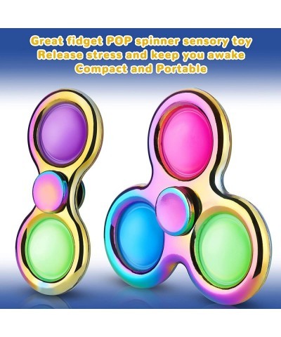 Fidget Pack 2PCS Push Pop Bubble Fidget Spinners 2-in-1 Toys Multicolor 3-Bubble+2-Bubble Rainbow Alloy Silicone Buttons Fidg...