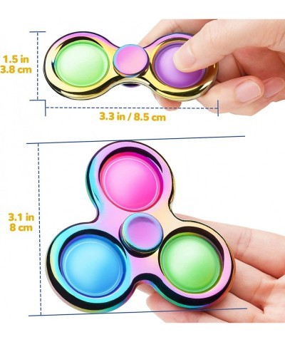 Fidget Pack 2PCS Push Pop Bubble Fidget Spinners 2-in-1 Toys Multicolor 3-Bubble+2-Bubble Rainbow Alloy Silicone Buttons Fidg...