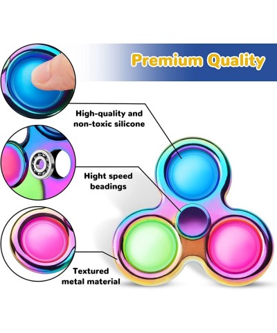 Fidget Pack 2PCS Push Pop Bubble Fidget Spinners 2-in-1 Toys Multicolor 3-Bubble+2-Bubble Rainbow Alloy Silicone Buttons Fidg...