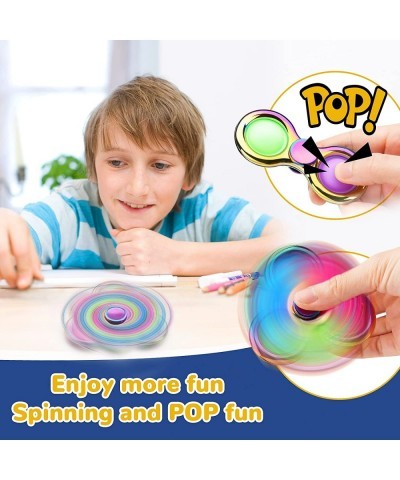 Fidget Pack 2PCS Push Pop Bubble Fidget Spinners 2-in-1 Toys Multicolor 3-Bubble+2-Bubble Rainbow Alloy Silicone Buttons Fidg...