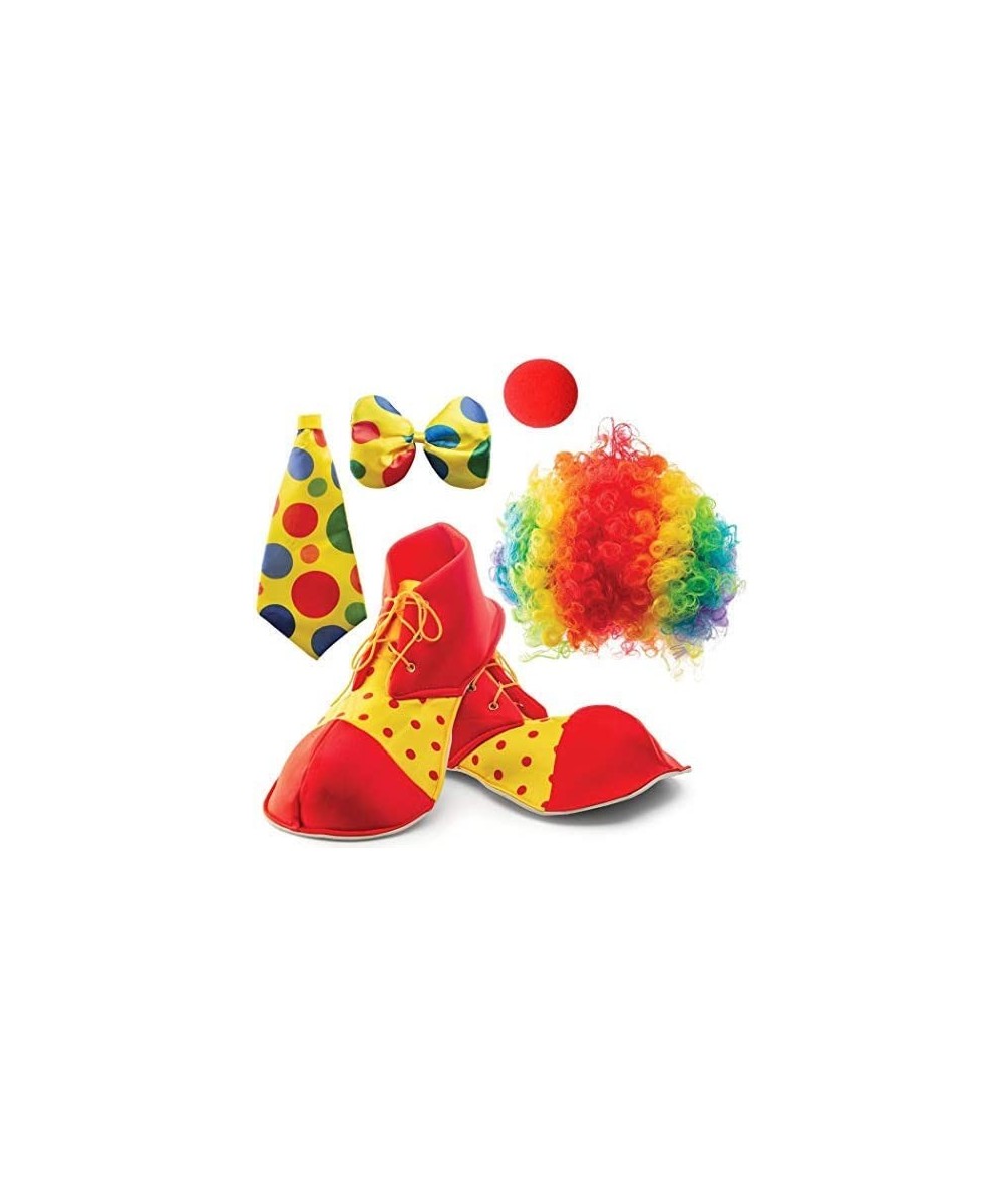 Clown Costume Set | Wig Nose Shoes Bow Tie | Halloween Carnival Joker Clown Costume | Fancy Outfit Props | Boy Girl Kid Men W...