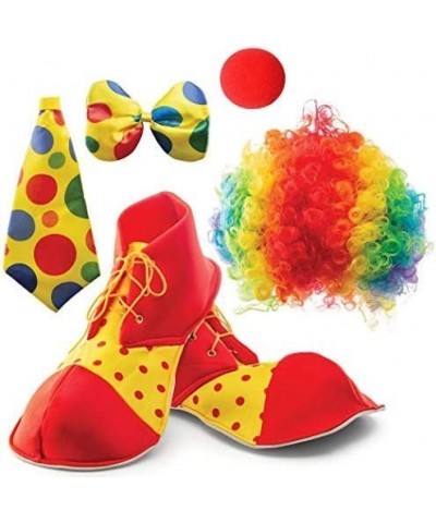 Clown Costume Set | Wig Nose Shoes Bow Tie | Halloween Carnival Joker Clown Costume | Fancy Outfit Props | Boy Girl Kid Men W...