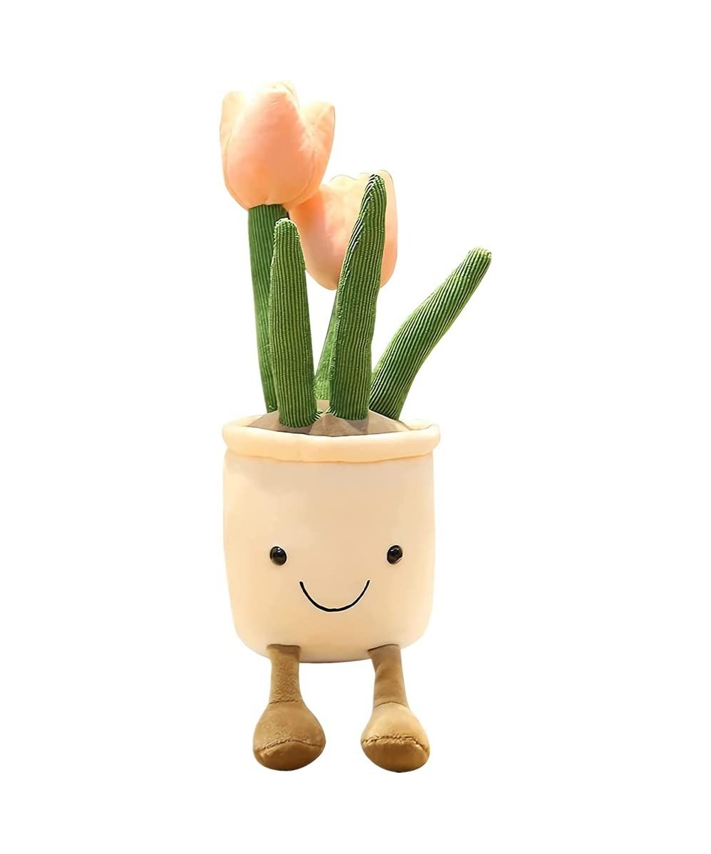 Stuffed Tulip Plush Toy 13.8" Flower Pot Stuffed Plants Plushie Doll Pink $25.16 Stuffed Animals & Teddy Bears