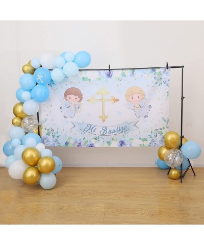 Mi Bautizo Decorations Set Baptism Party Supplies with Blue Mi Bautizo Backdrop Banner Blue Gold Balloon Garland for God Bles...