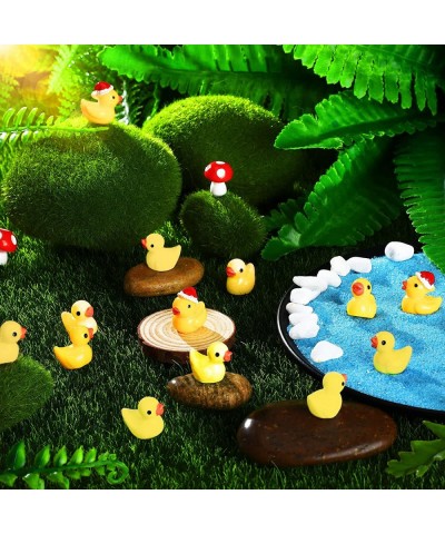 100 Pcs Christmas Mini Resin Ducks Set Tiny Rubber Ducks Holiday Christmas Hat Mini Ducks Bulk Mini Resin Animal Figures Smal...