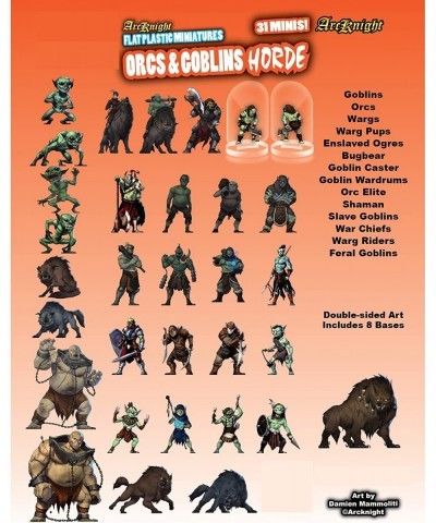 Flat Plastic Miniatures: Orcs and Goblins HORDE 31 Unique Goblinoid-Themed Enemy Minis for DnD 5e and Pathfinder Affordable S...