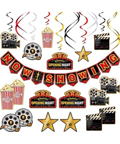 45 Pieces Movie Night Decorations Party Decorations Kit Now Showing Banner Hanging Swirls Movie Theater Themed for Bridal Sho...