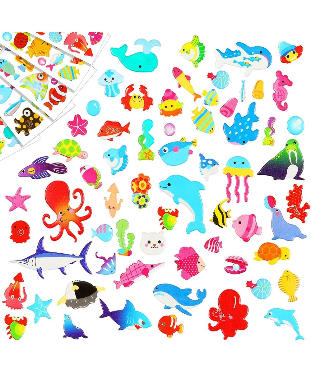 288 Pieces/12 Sheets Kids Sea Animal Stickers 3D Puffy Stickers Toddlers Colored 3D Sticker Puffy Fish Stickers Decals Cartoo...