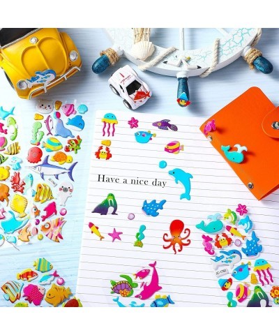 288 Pieces/12 Sheets Kids Sea Animal Stickers 3D Puffy Stickers Toddlers Colored 3D Sticker Puffy Fish Stickers Decals Cartoo...