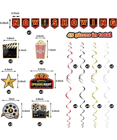 45 Pieces Movie Night Decorations Party Decorations Kit Now Showing Banner Hanging Swirls Movie Theater Themed for Bridal Sho...