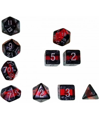 Marbled Black with a Ruby Red Translucent Vein Set of 10 Dice for Role-Playing Games (Includes a d20 Initiative Advantage Die...