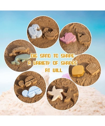 Silicone Beach Toys for Kids 3-10 Sand Bucket Shovel 3D Marine Theme Molds and Mesh Beach Bag 9-Pack Outdoor Sandbox Toys Set...